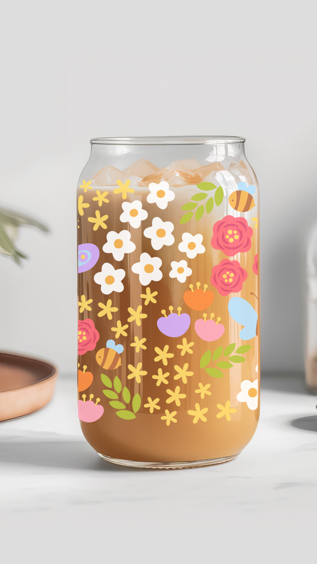 Verre : Jardin colorés et abeilles