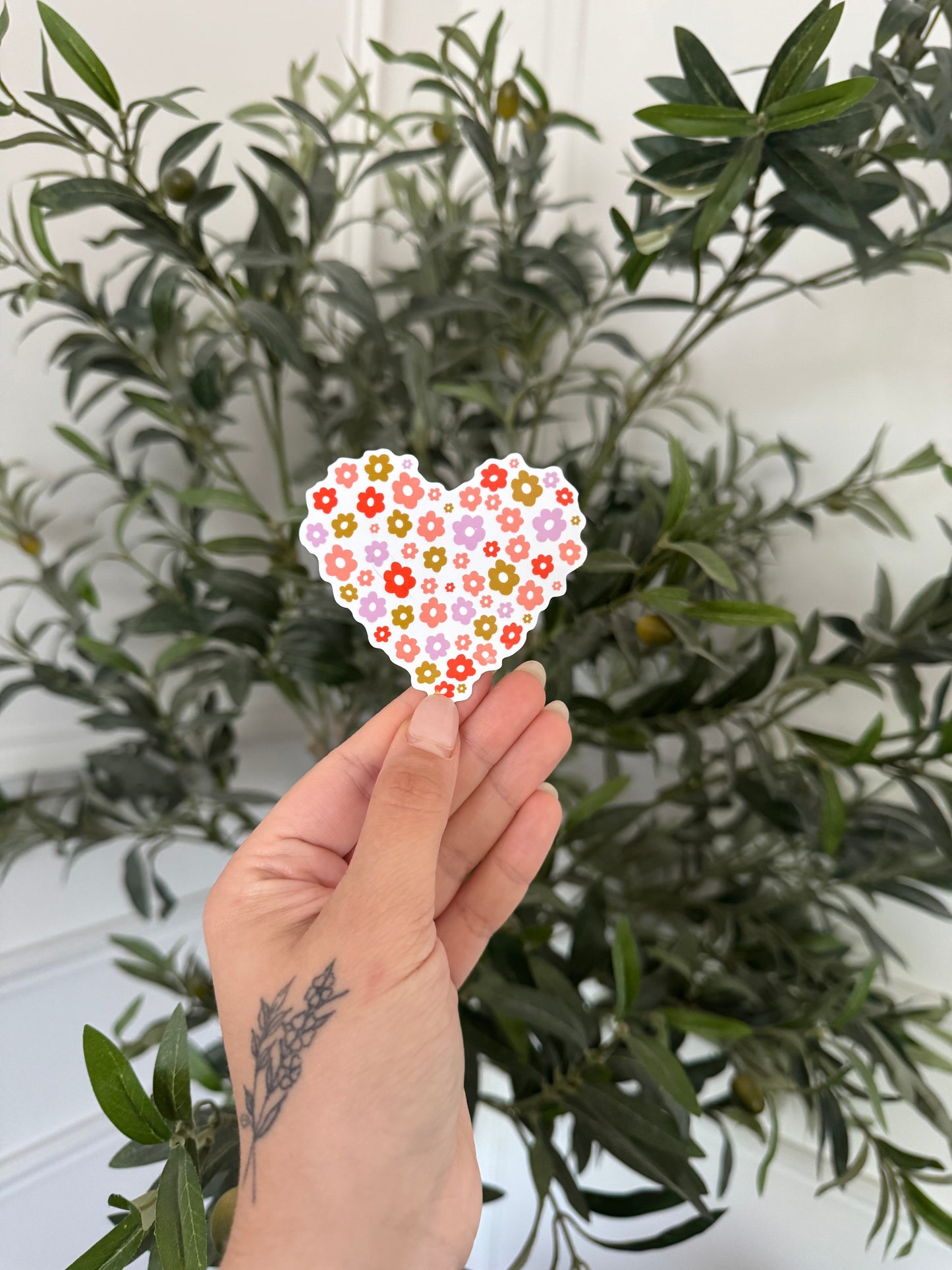 Collant : Coeur et fleurs