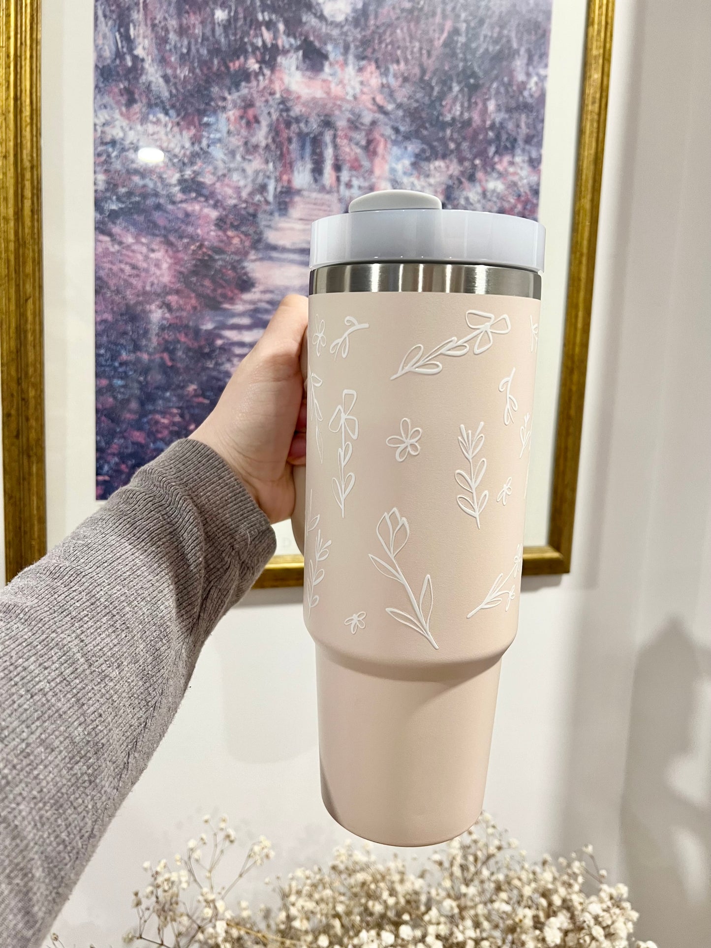 Thermos 40oz Pink: Sweet Flowers