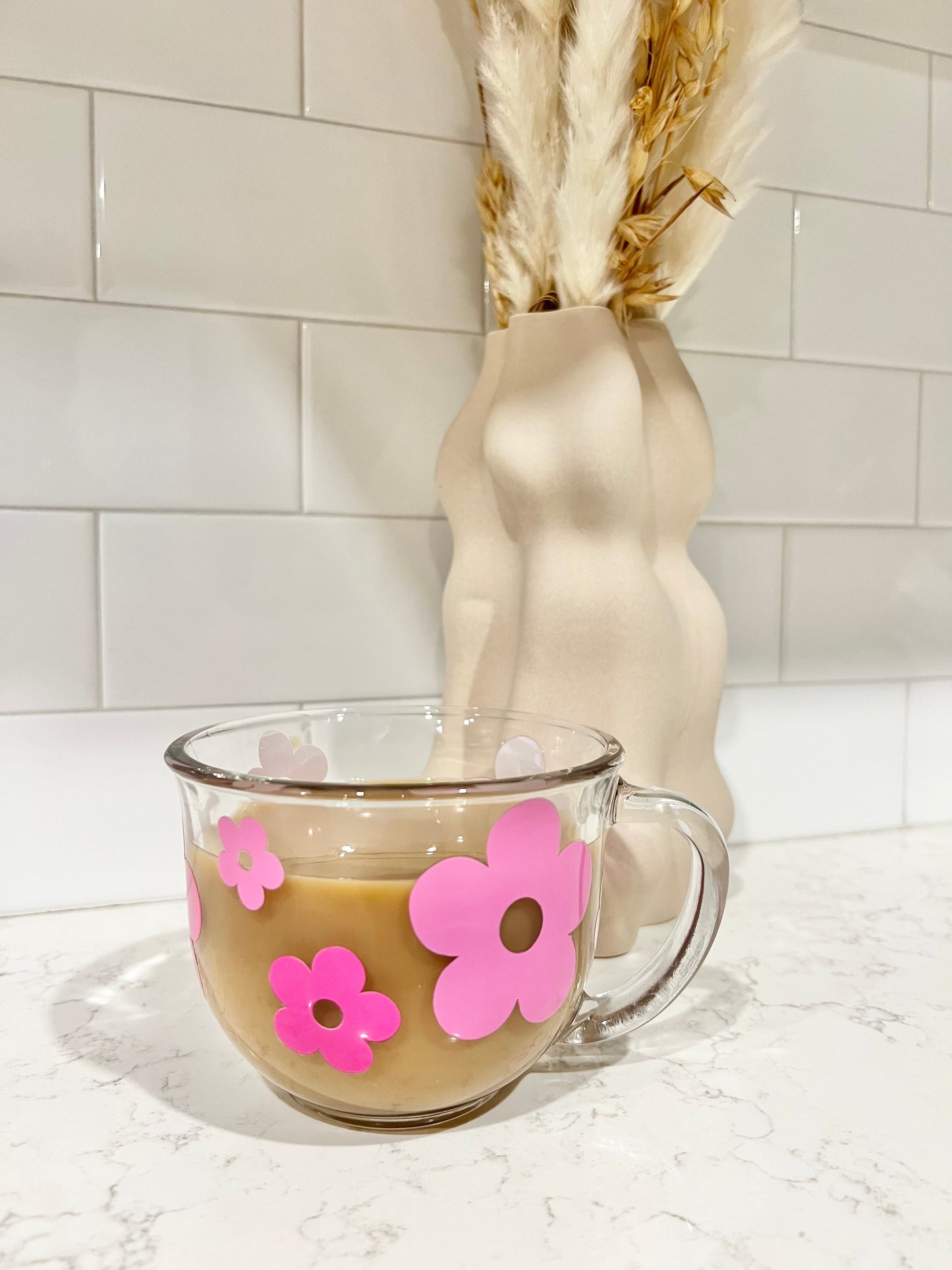 Tasse : Fleurs roses Rétro